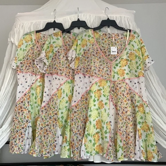 NWT Free People Wildflower Patchwork Mini Dress Medium - Picture 9 of 13